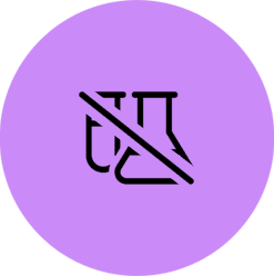 A purple circle with an image of a person and a no symbol.